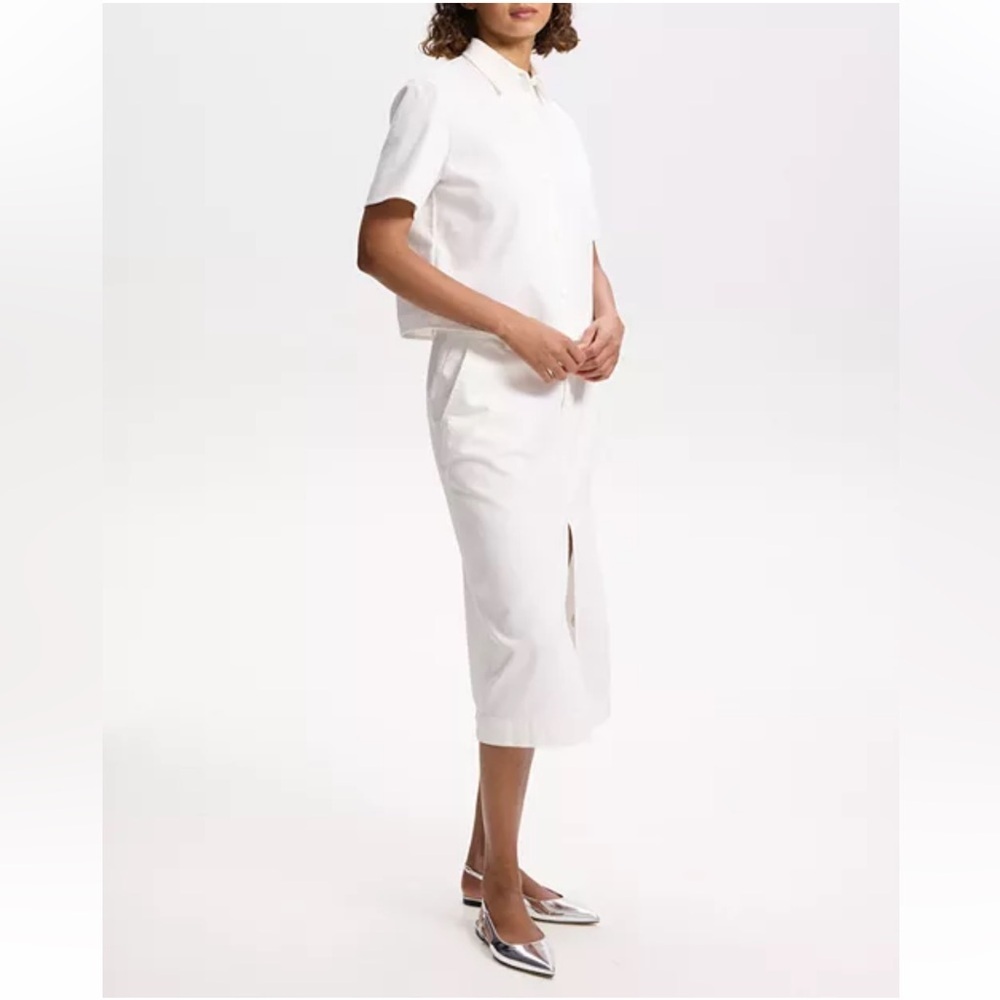 Theory Boxy Short Sleeve Oxford Shirt Optic White Cotton Sz S NWT - Picture 14 of 15